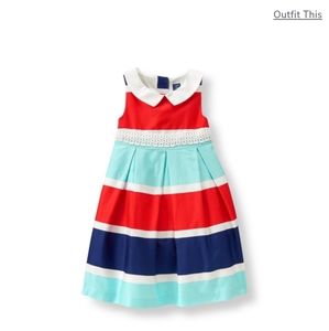Girls Aqua striped dress by Janie and Jack